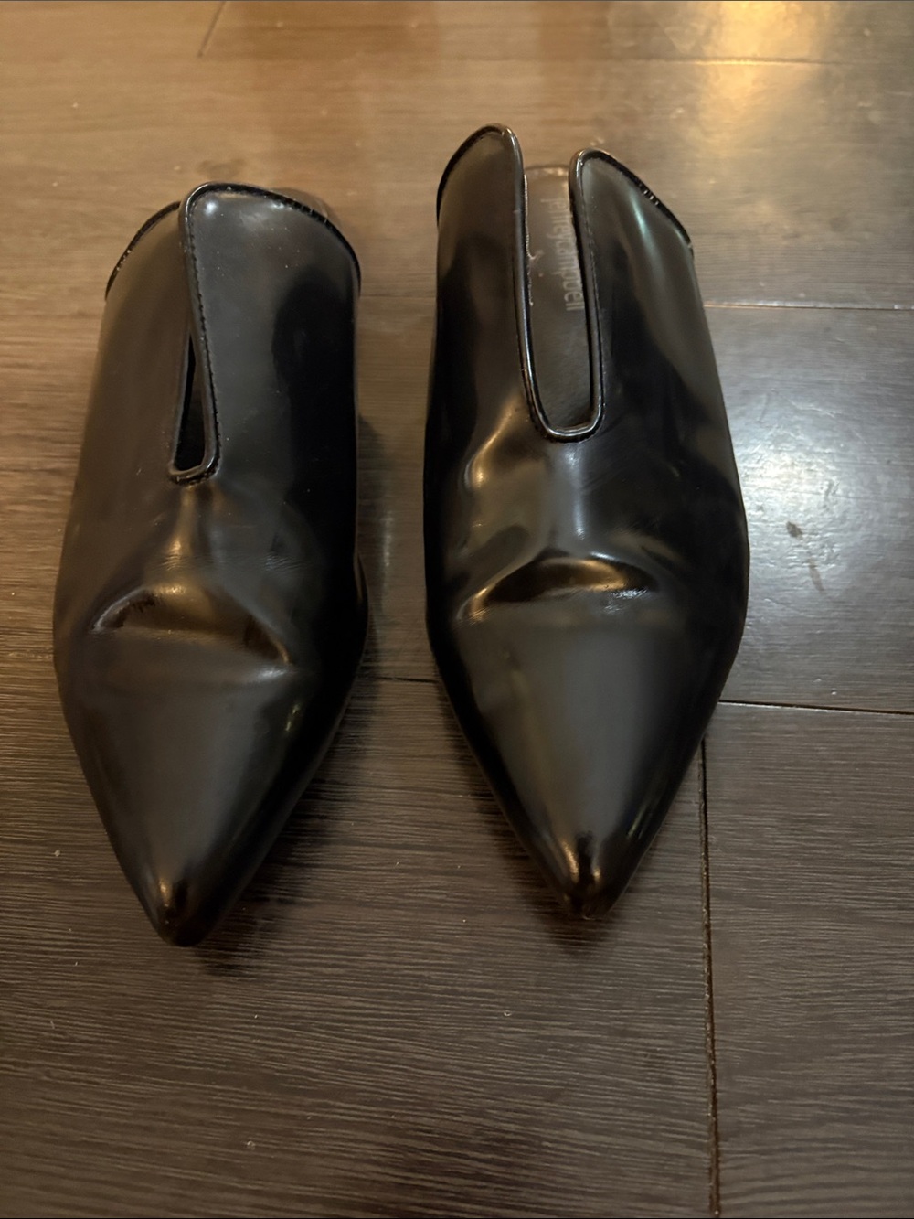 Black Pointed Slip-On Mules